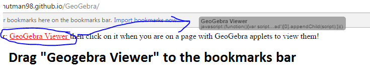Drag "GeoGebra Viewer" to the bookmarks bar